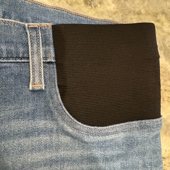 PAIGE Blue Straight Leg Jeans with Black Waistband - Picture 4 of 5